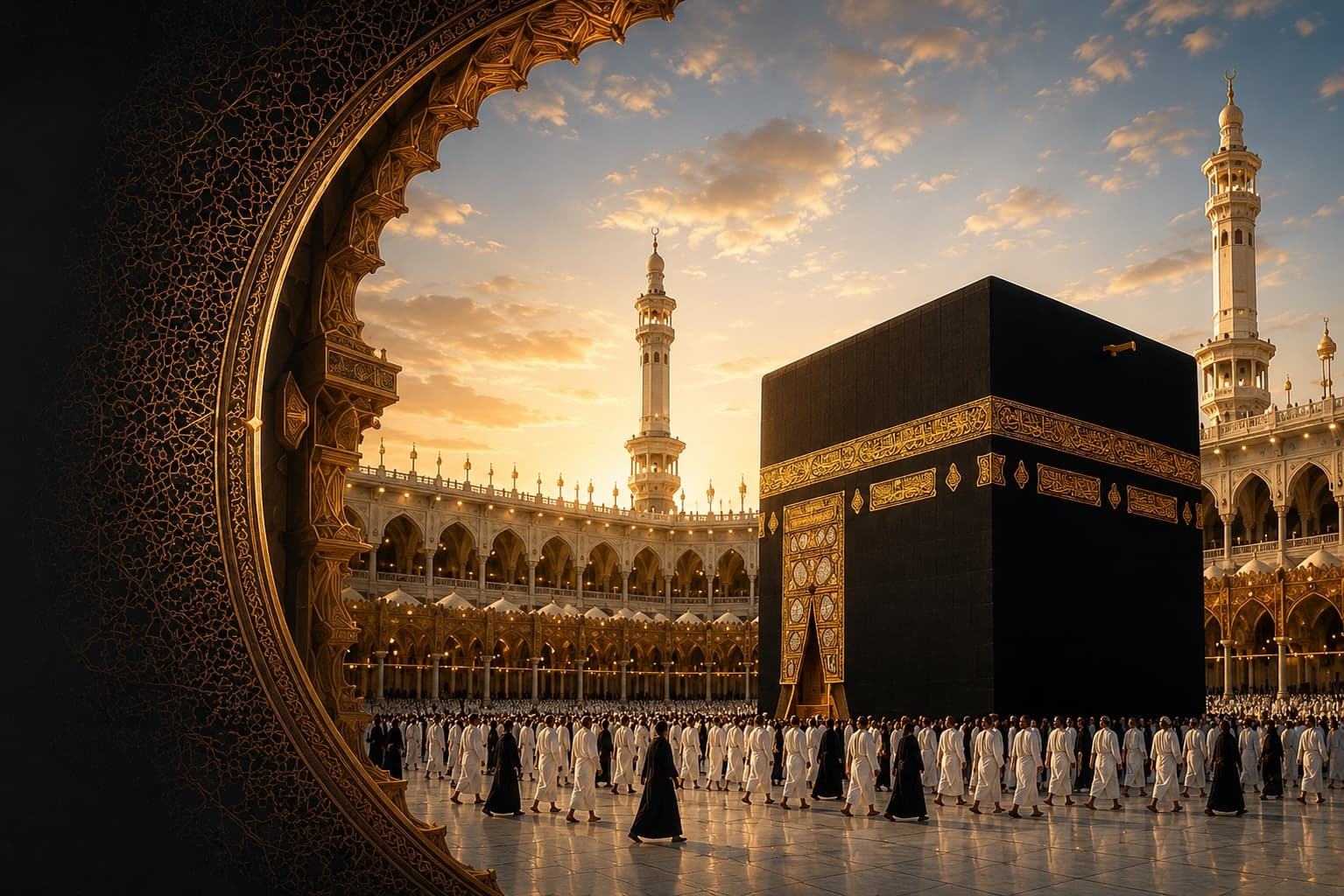 Kaaba à La Mecque au coucher du soleil